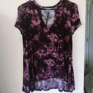 Tie-dye burgundy/purple cutout top